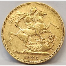 AUSTRALIA 1886 . ONE 1 SOVEREIGN . MELBOURNE . GOLD